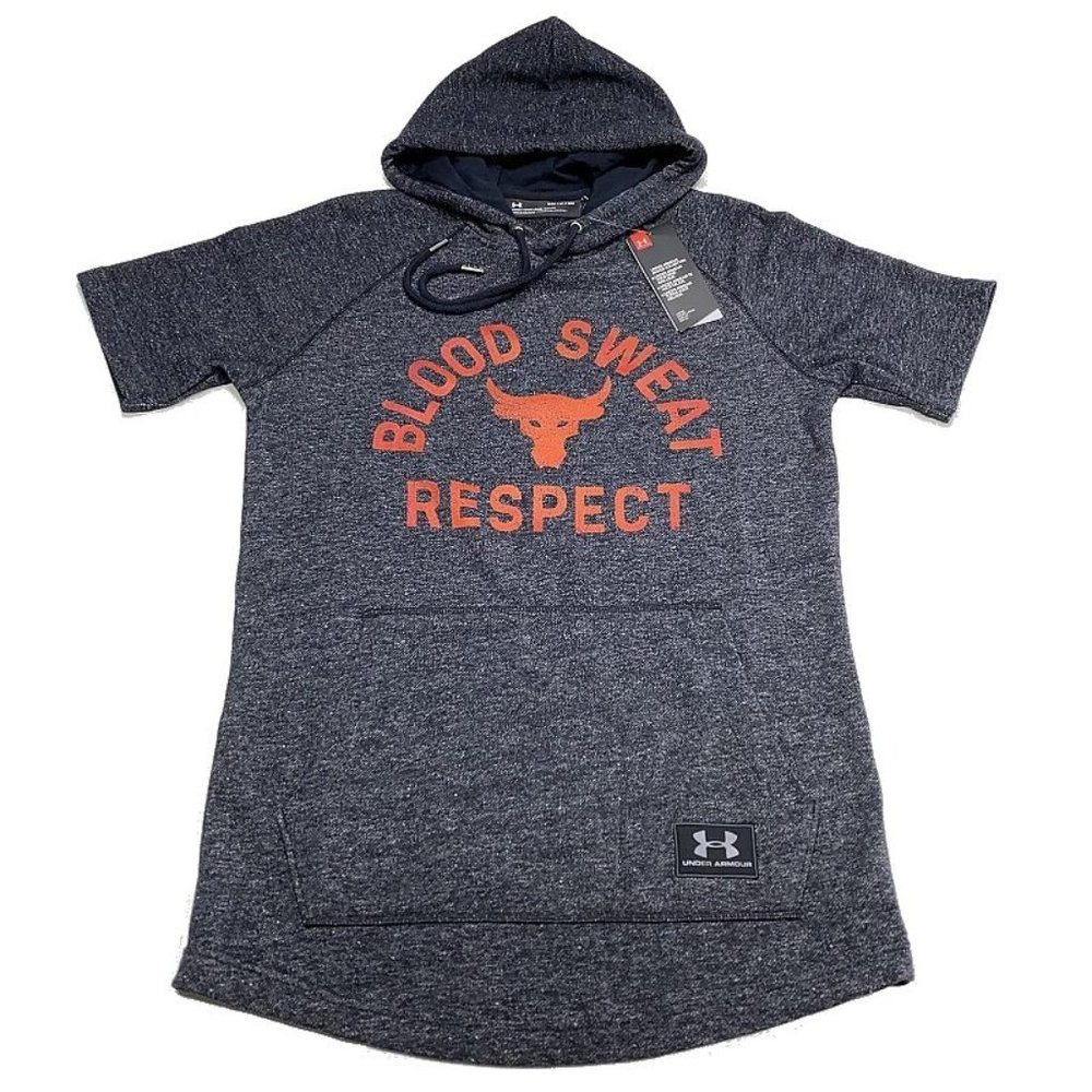 Under Armour Project Rock Hoodie S Loose Sweatshirt Gray Men Gym Workout